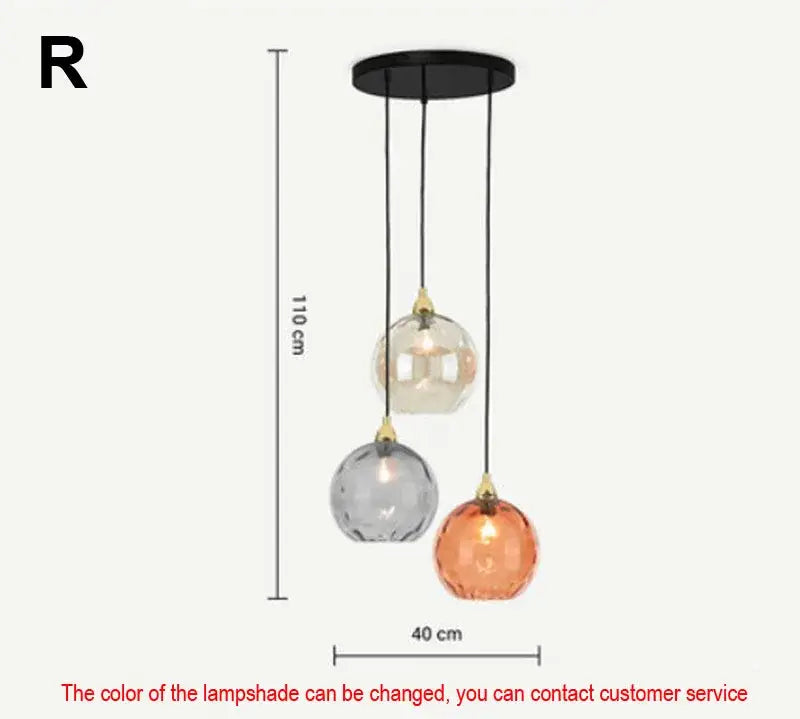 Modern colorful glass ball lustre pendant lights for kitchens