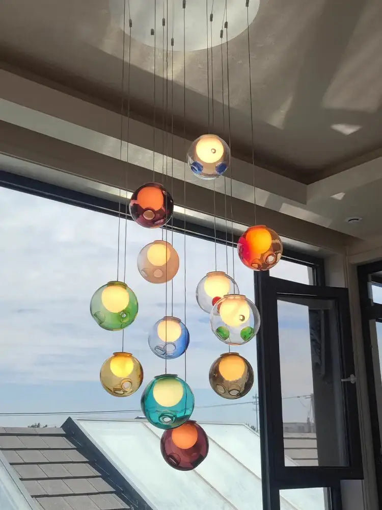 Modern colorful glass ball pendant light for dining room
