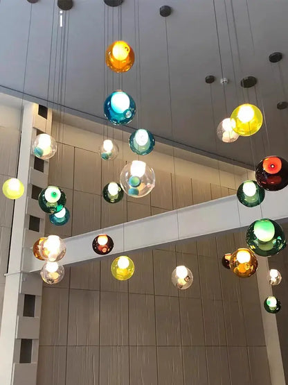 Modern colorful glass ball pendant light for dining room