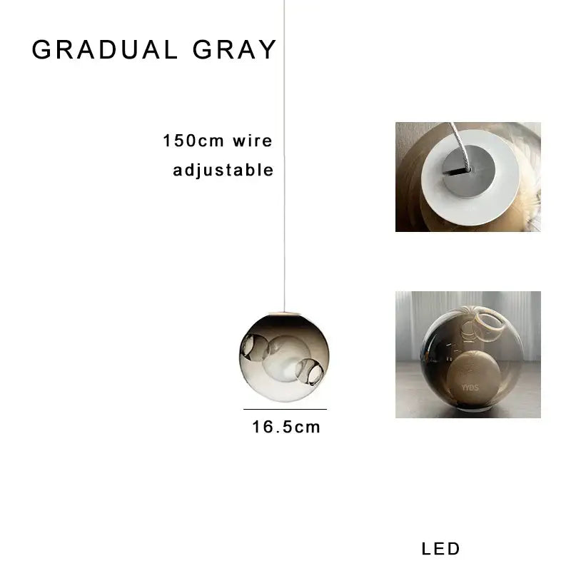 Modern colorful glass ball pendant light for dining room