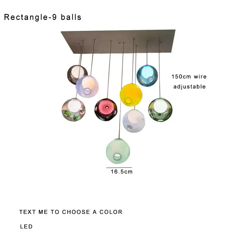 Modern colorful glass ball pendant light for dining room