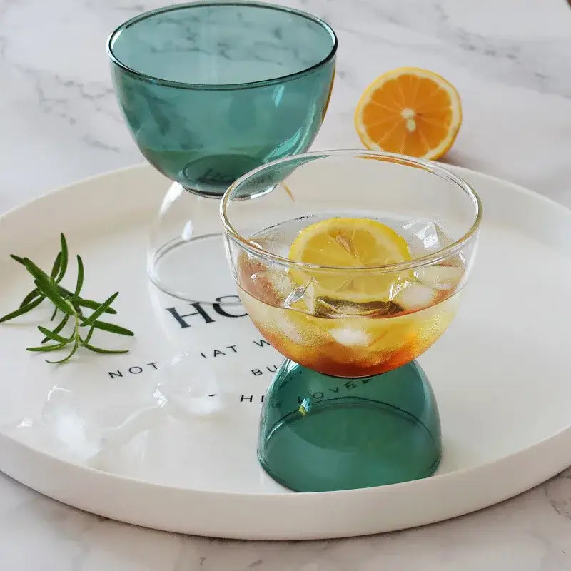 Modern colorful glass dessert ice cream cup set dining room glassware