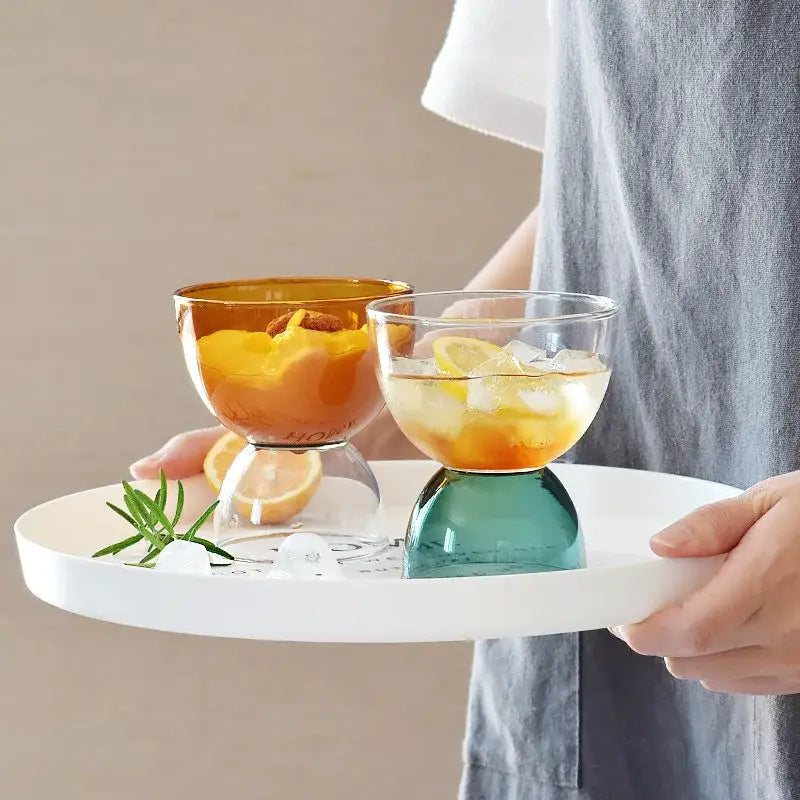 Modern colorful glass dessert ice cream cup set dining room glassware