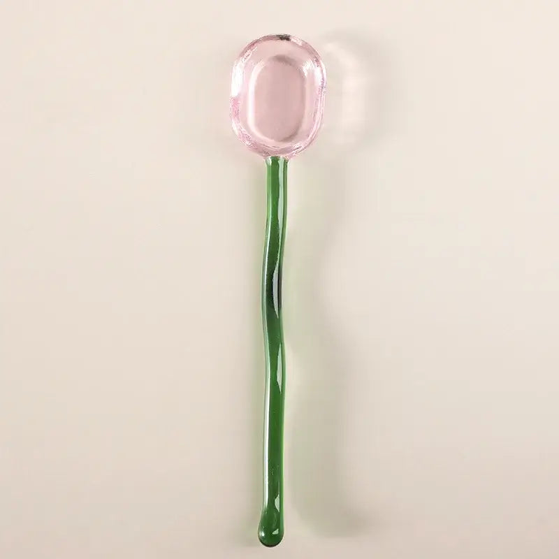Modern colorful glass dessert spoon set dining room kitchenware