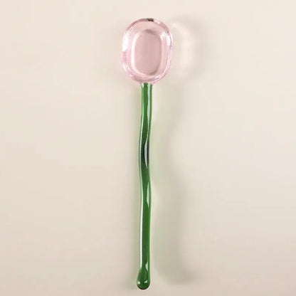 Modern colorful glass dessert spoon set dining room kitchenware