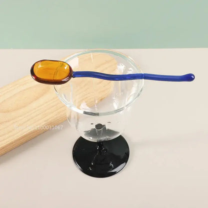 Modern colorful glass dessert spoon set dining room kitchenware