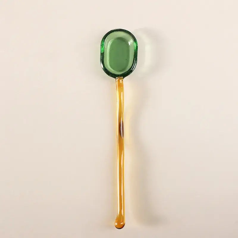 Modern colorful glass dessert spoon set dining room kitchenware