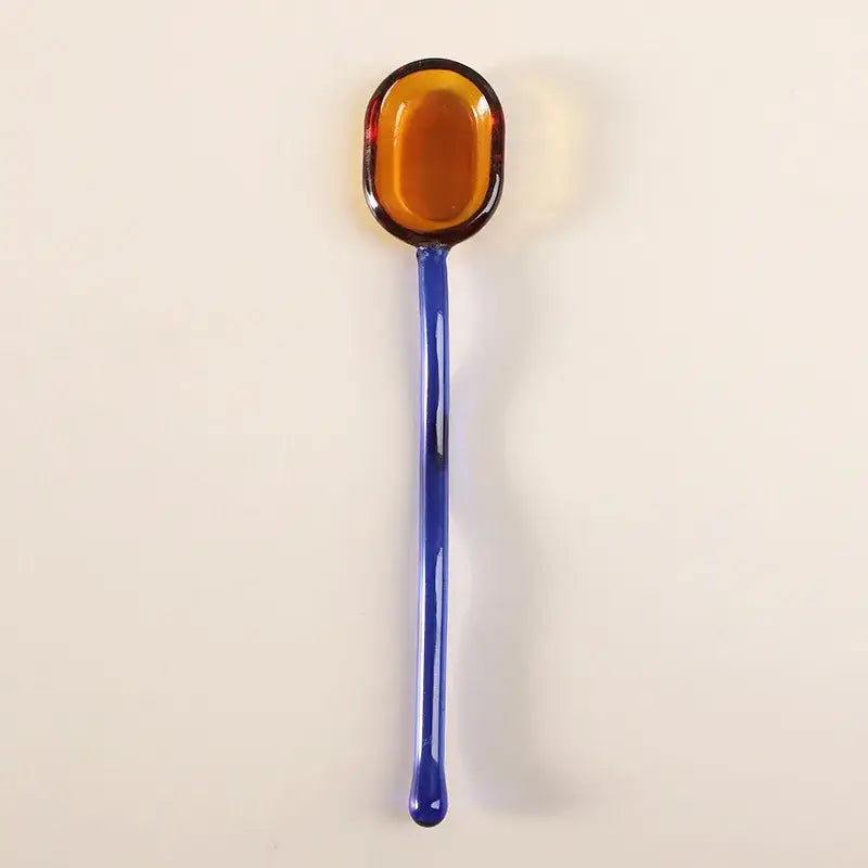 Modern colorful glass dessert spoon set dining room kitchenware