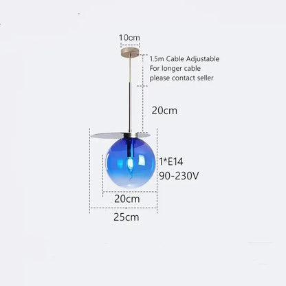 Modern colorful glass metal pendant lamp for dining room