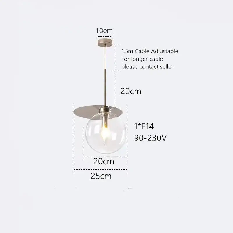 Modern colorful glass metal pendant lamp for dining room