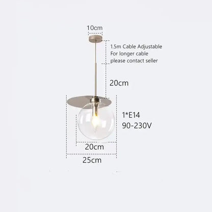 Modern colorful glass metal pendant lamp for dining room