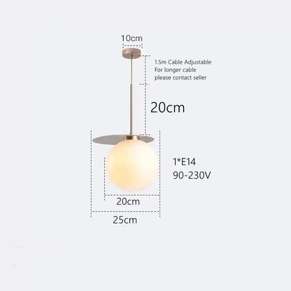 Modern colorful glass metal pendant lamp for dining room