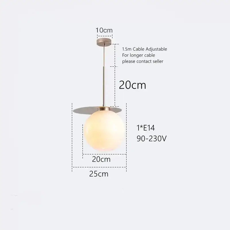 Modern colorful glass metal pendant lamp for dining room