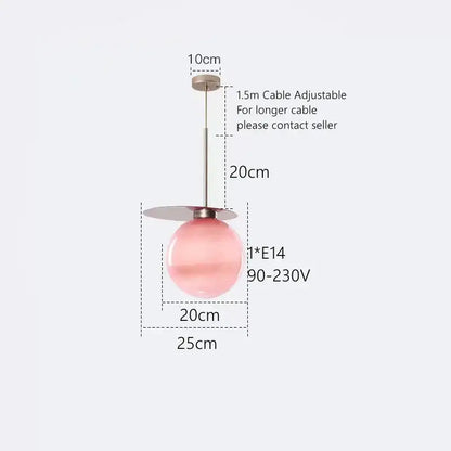 Modern colorful glass metal pendant lamp for dining room
