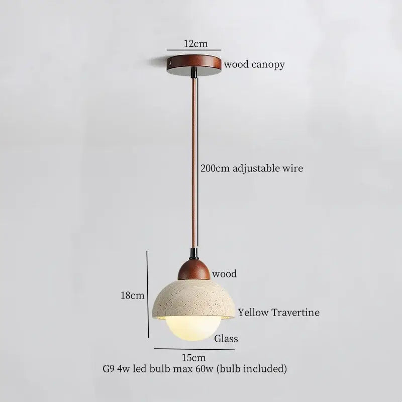 Modern concrete and wood pendant light kitchen led yellow travertine