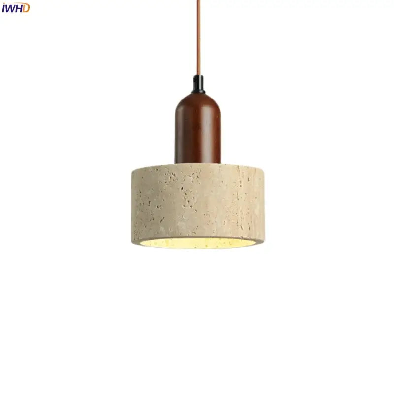 Modern concrete and wood pendant light kitchen led yellow travertine