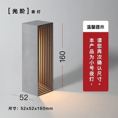 Modern concrete stone table lamp bedroom wood slat touch light