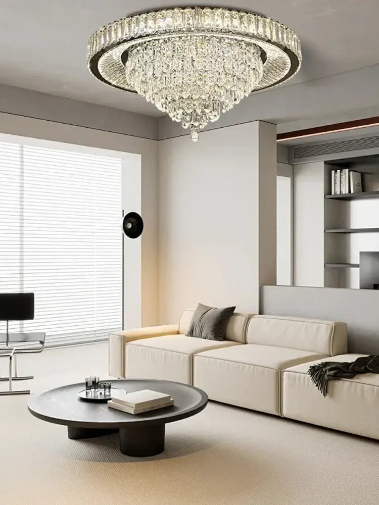 Modern cone crystal ceiling chandelier living room luxury light
