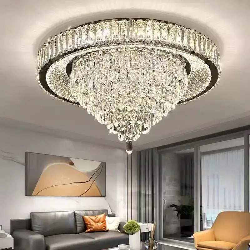 Modern cone crystal ceiling chandelier living room luxury light