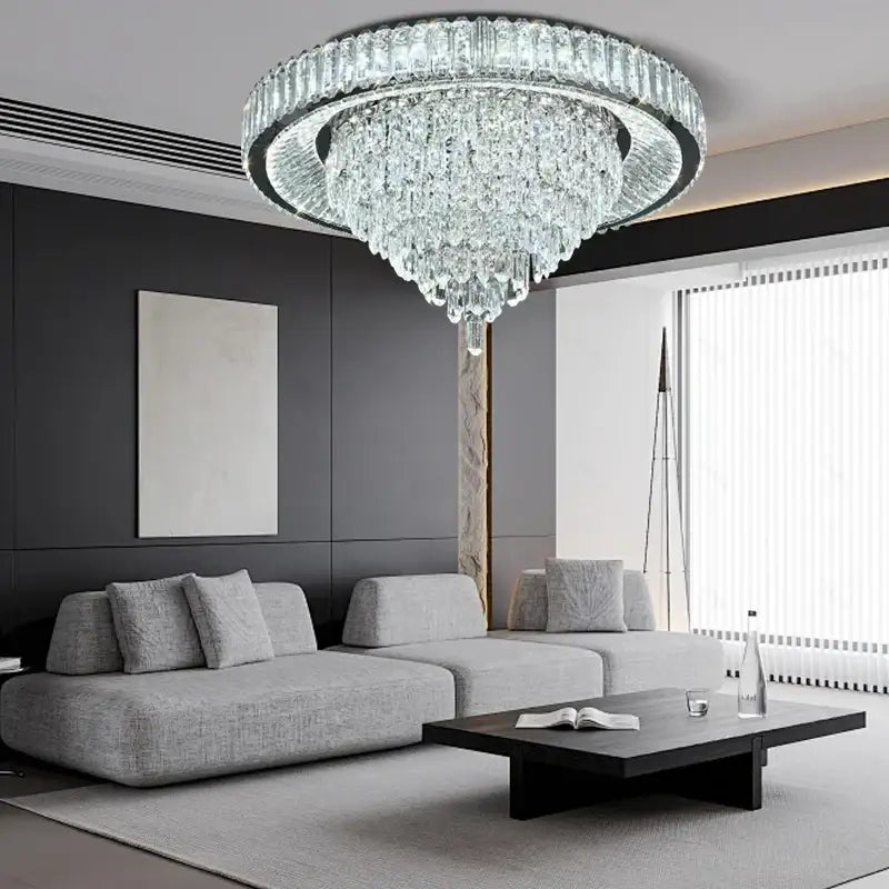 Modern cone crystal ceiling chandelier living room luxury light