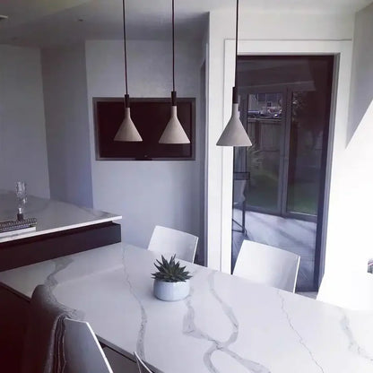Modern conical concrete pendant lights for kitchen and dining room