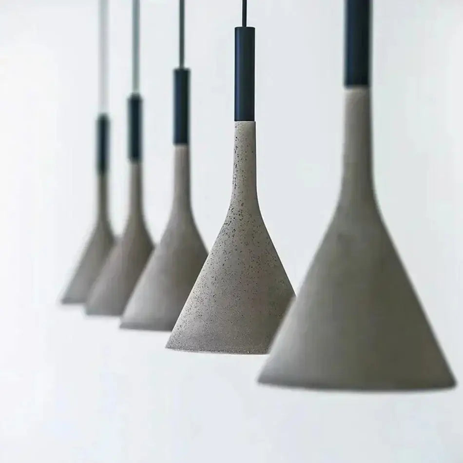 Modern conical concrete pendant lights for kitchen and dining room