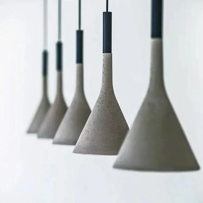 Modern conical concrete pendant lights for kitchen and dining room