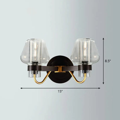 DecorBites™ Modern Conical Porch Wall Mount Glass Light Fixture with 1-Light