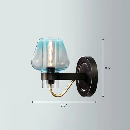 DecorBites™ Modern Conical Porch Wall Mount Glass Light Fixture with 1-Light