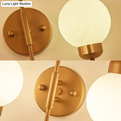 Modern copper and white glass spherical wall sconce living room light
