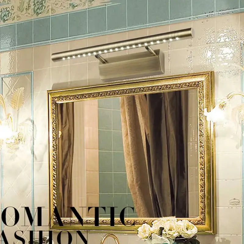 Modern copper bathroom mirror light with sleek led vanity strip