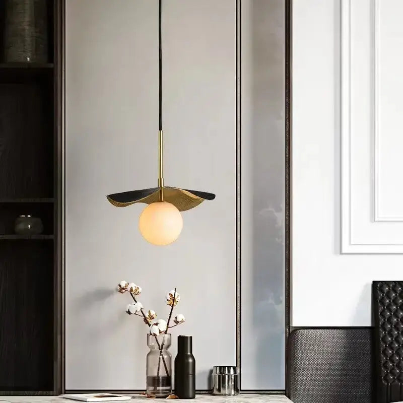 Modern copper bedside chandelier with marble ball for dining room