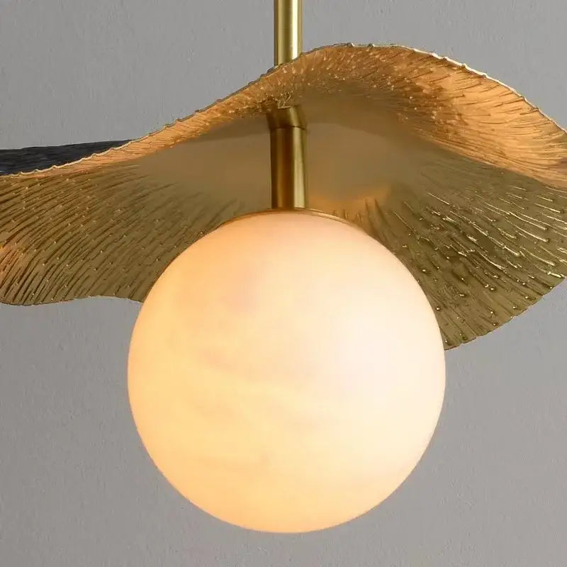Modern copper bedside chandelier with marble ball for dining room