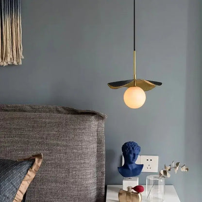 Modern copper bedside chandelier with marble ball for dining room