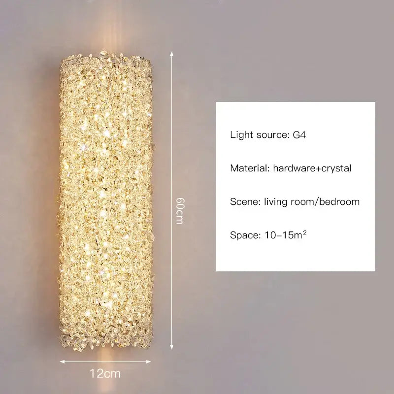 Modern copper crystal wall sconce – living room gold lighting