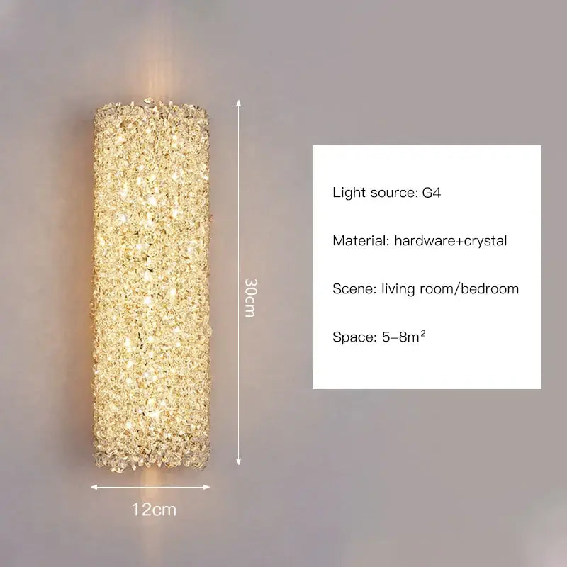Modern copper crystal wall sconce – living room gold lighting