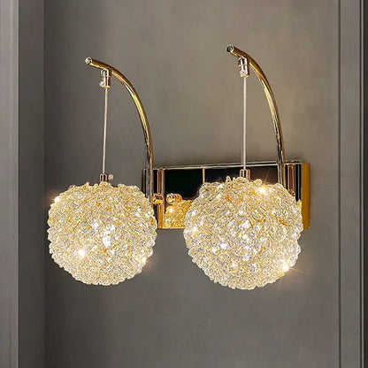 Modern copper crystal wall sconce – living room gold lighting