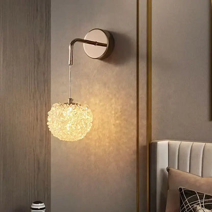 Modern copper crystal wall sconce – living room gold lighting