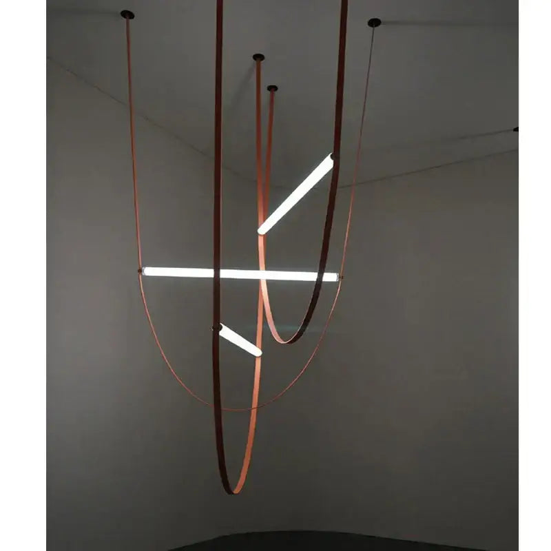Modern copper leather belt chandelier for dining room
