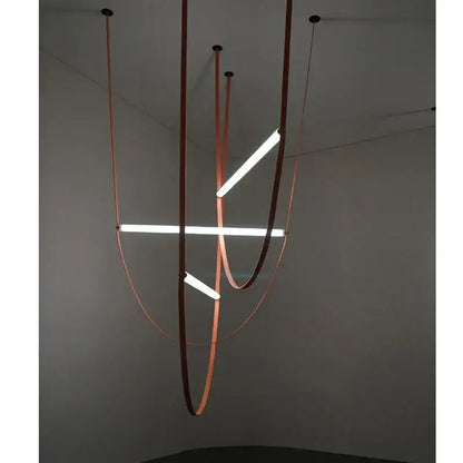 Modern copper leather belt chandelier for dining room