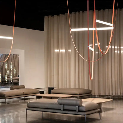 Modern copper leather belt chandelier for dining room