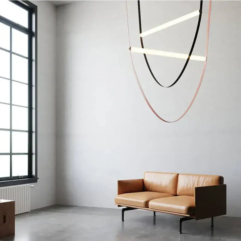 Modern copper leather belt chandelier for dining room