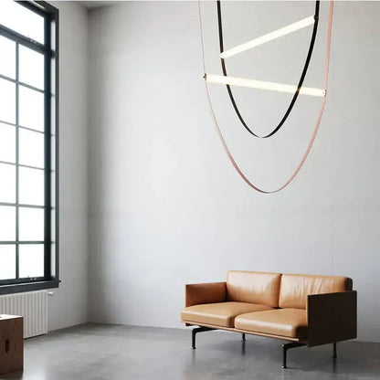 Modern copper leather belt chandelier for dining room