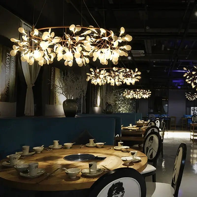 Modern copper heracleum chandelier dining room firefly light