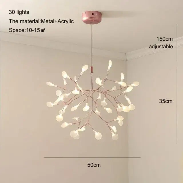 Modern copper heracleum chandelier dining room firefly light