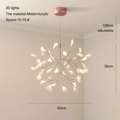 Modern copper heracleum chandelier dining room firefly light