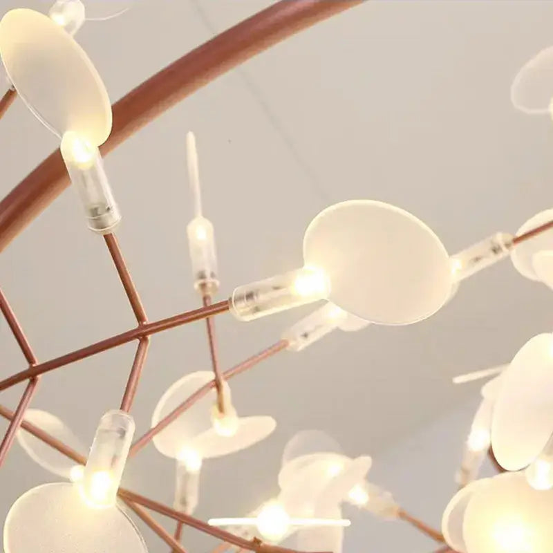Modern copper heracleum chandelier dining room firefly light