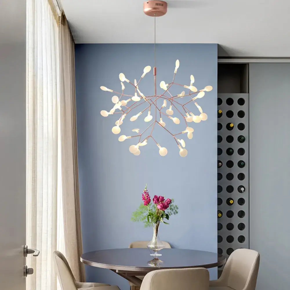 Modern copper heracleum chandelier dining room firefly light