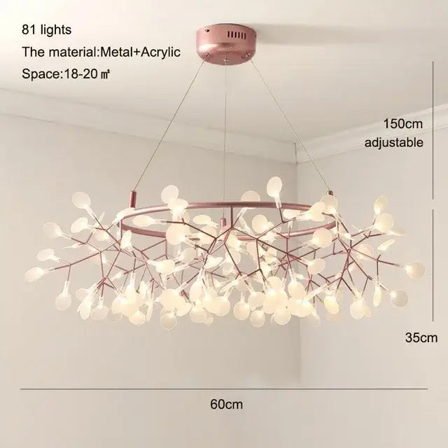 Modern copper heracleum chandelier dining room firefly light