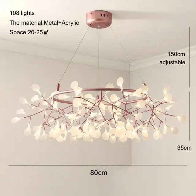Modern copper heracleum chandelier dining room firefly light
